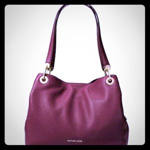 Michael Kors Raven Pebble Leather Tote in Oxblood